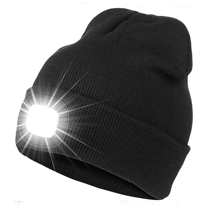 LED Beanie Hat with Rechargeable Headlamp