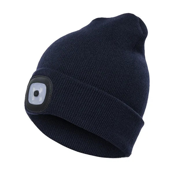 LED Beanie Hat with Rechargeable Headlamp