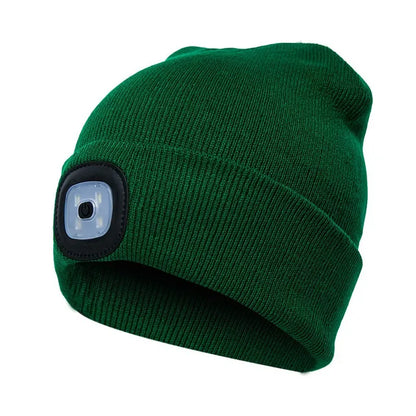 LED Beanie Hat with Rechargeable Headlamp