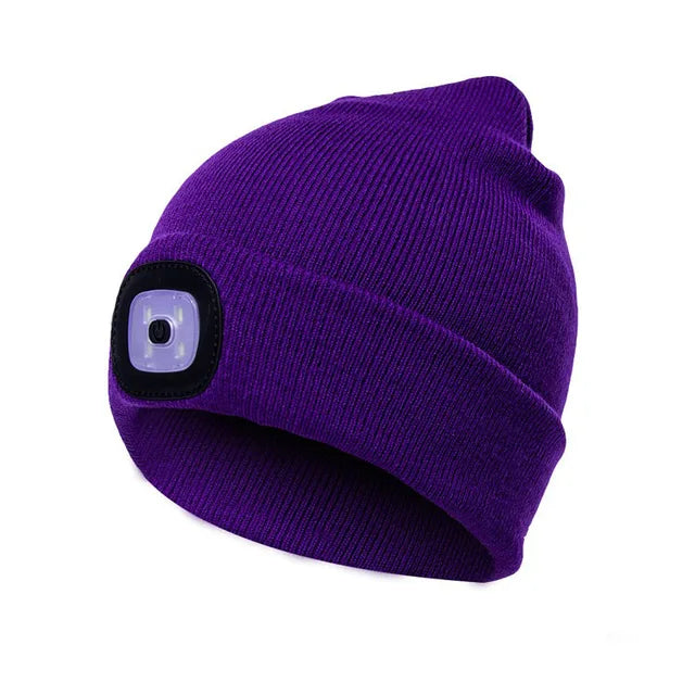 LED Beanie Hat with Rechargeable Headlamp