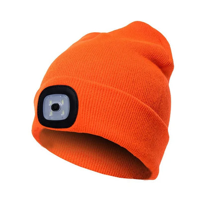 LED Beanie Hat with Rechargeable Headlamp