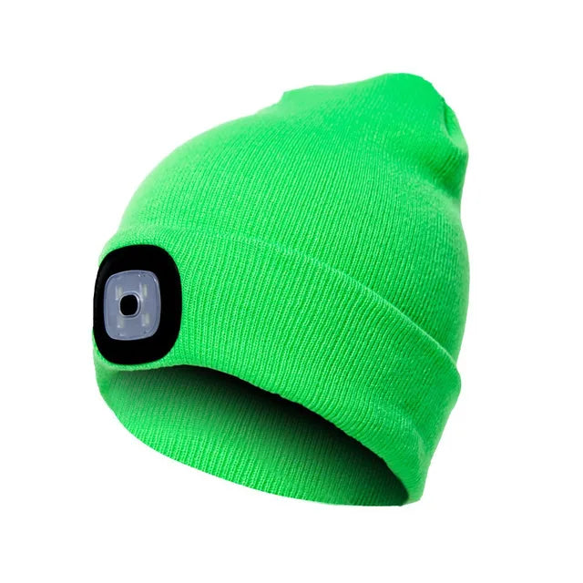 LED Beanie Hat with Rechargeable Headlamp