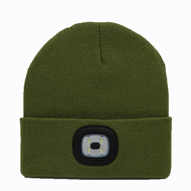 LED Beanie Hat with Rechargeable Headlamp