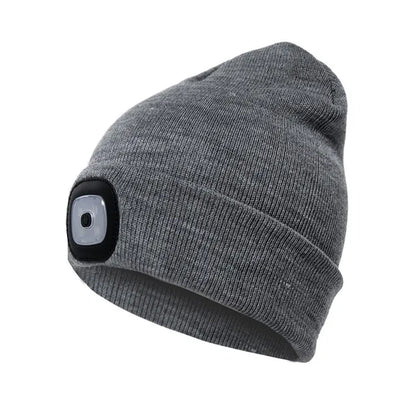 LED Beanie Hat with Rechargeable Headlamp