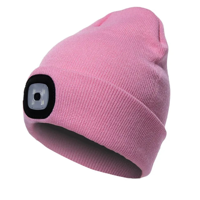 LED Beanie Hat with Rechargeable Headlamp