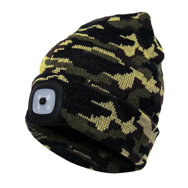 LED Beanie Hat with Rechargeable Headlamp