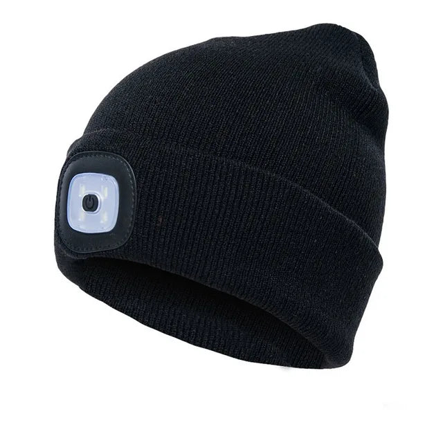 LED Beanie Hat with Rechargeable Headlamp