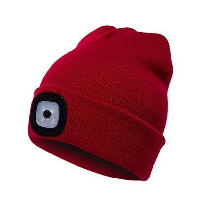 LED Beanie Hat with Rechargeable Headlamp