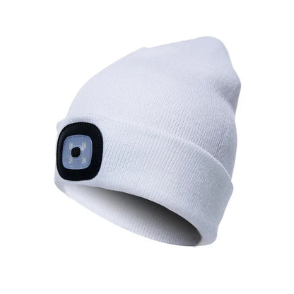 LED Beanie Hat with Rechargeable Headlamp